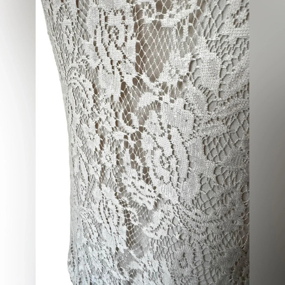 Market & Spruce Bernadette Lace Overlay Raglan Top, lace baseball tee size small - Picture 8 of 10